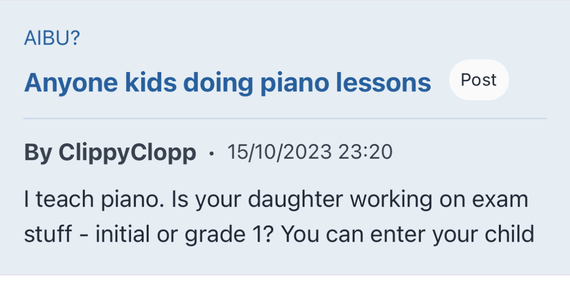 AIBU I think piano teacher is rude