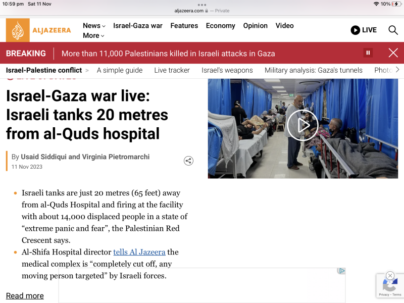 Israel has bombed the front of a hospital
