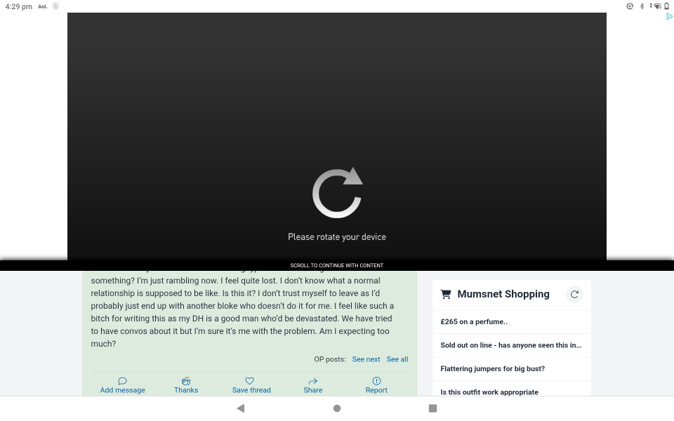 Advert making me rotate screen