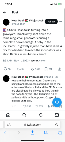 Israel has bombed the front of a hospital