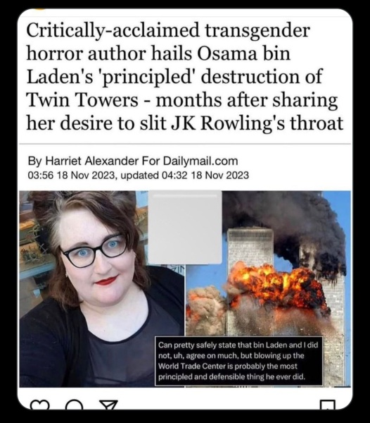 Critically acclaimed Trans gender author says Twin Towers was principled destruction