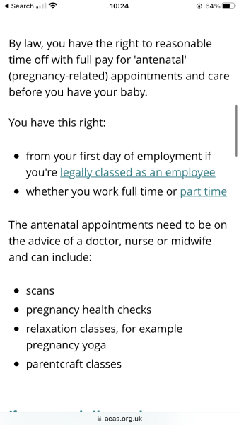 Paid time off to attend antenatal classes