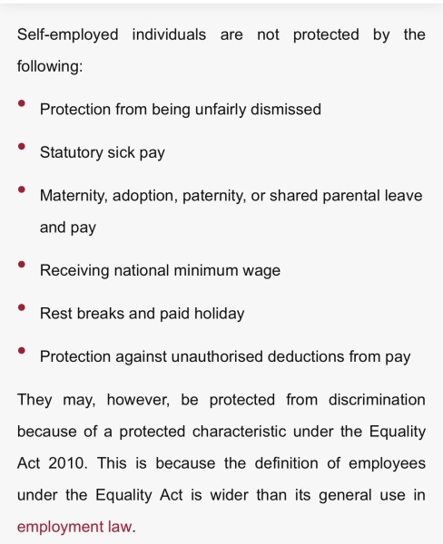 Self employed/Discrimination