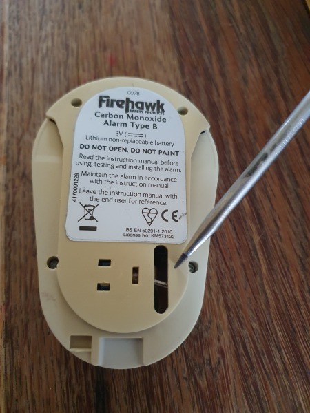 Stopping a sealed but nearly dead CO alarm from beeping.