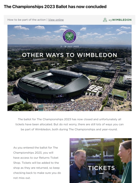 Anyone Heard Back From 2024 Wimbledon Ballot Yet?