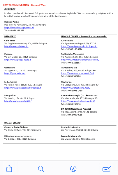 Restaurants in Bologna