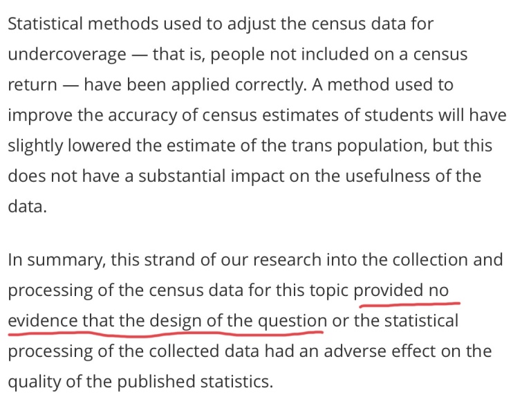 Update on research into gender identity data in Census 2021 - ONS says no issues found