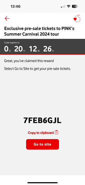 Would anyone on Vodafone be able to PM me a presale code for Pink today?