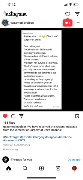 Israel has bombed the front of a hospital