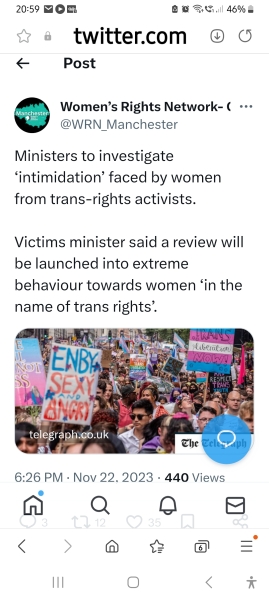 UK Government should review into “the impact of extreme trans rights activism on women’s rights”.