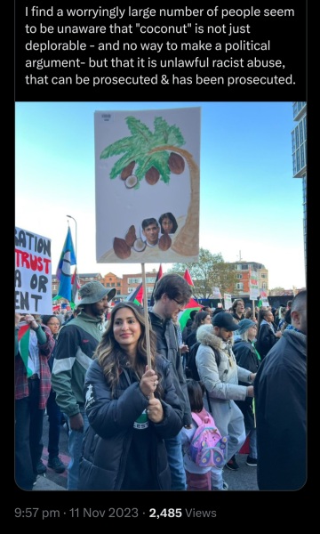 Placards from antisemitic marches in London