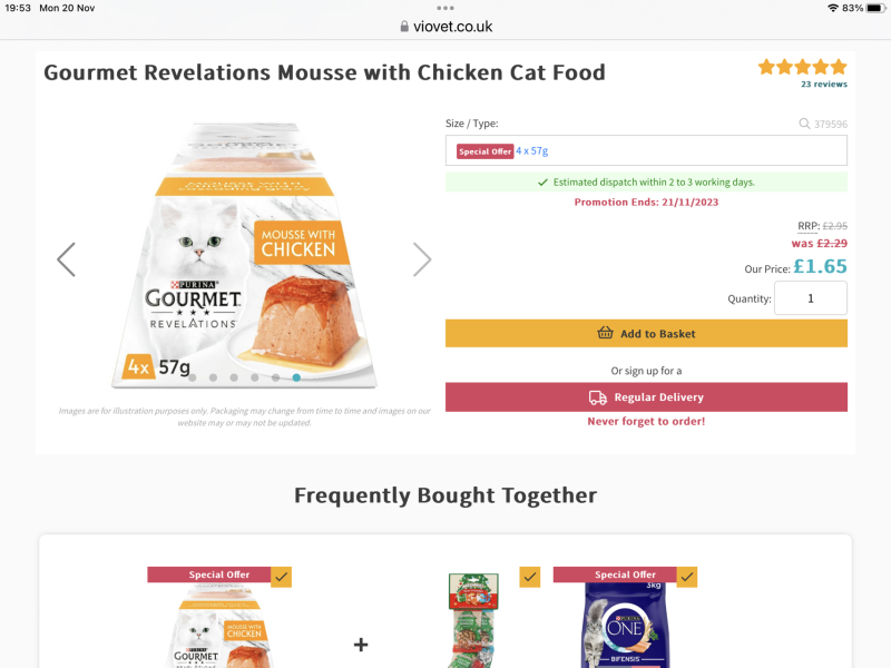 Fussy cat's wet food has been discontinued!