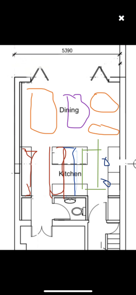 Kitchen layout and furniture advice. Diagram attached!