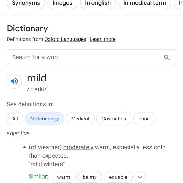 Please settle an argument between me and DP..... what does 'mild' mean?