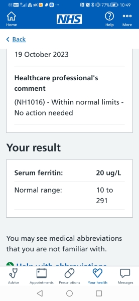 Low ferritin but GP says "normal"