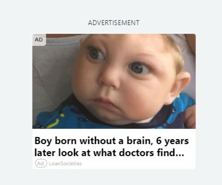 Distasteful clickbait advert on many thread