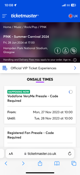 Would anyone on Vodafone be able to PM me a presale code for Pink today?