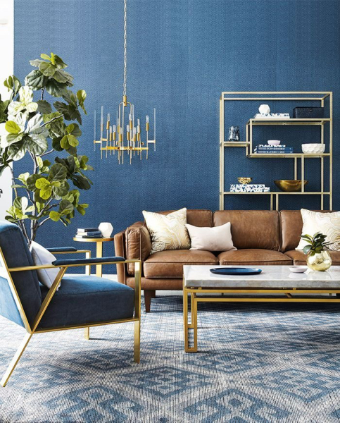 What sofa goes with a blue velvet one?