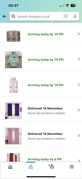 Last Amazon order