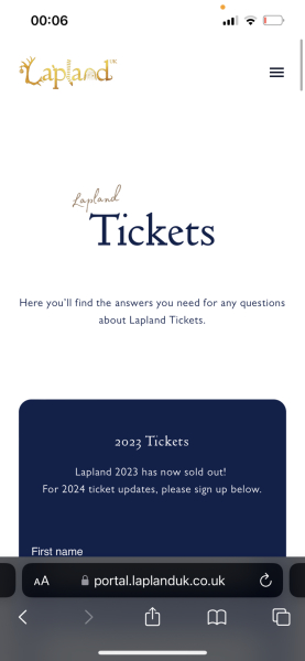 Lapland uk- anyone selling tickets on the off chance?
