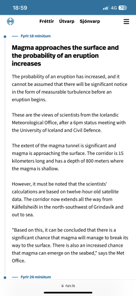 Iceland - possible eruption due near the Blue Lagoon