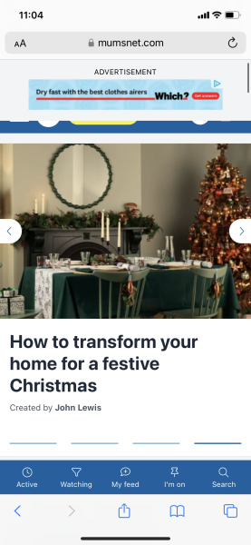 Mumsnet thread pages keep refreshing page to be on homepage (shopping adverts)