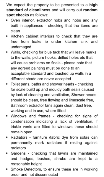 Tenancy inspection today - can they say anything about a messy house?