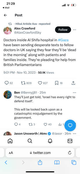 Israel has bombed the front of a hospital