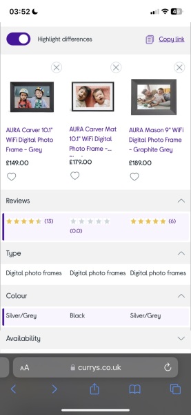 AURA digital photo frame