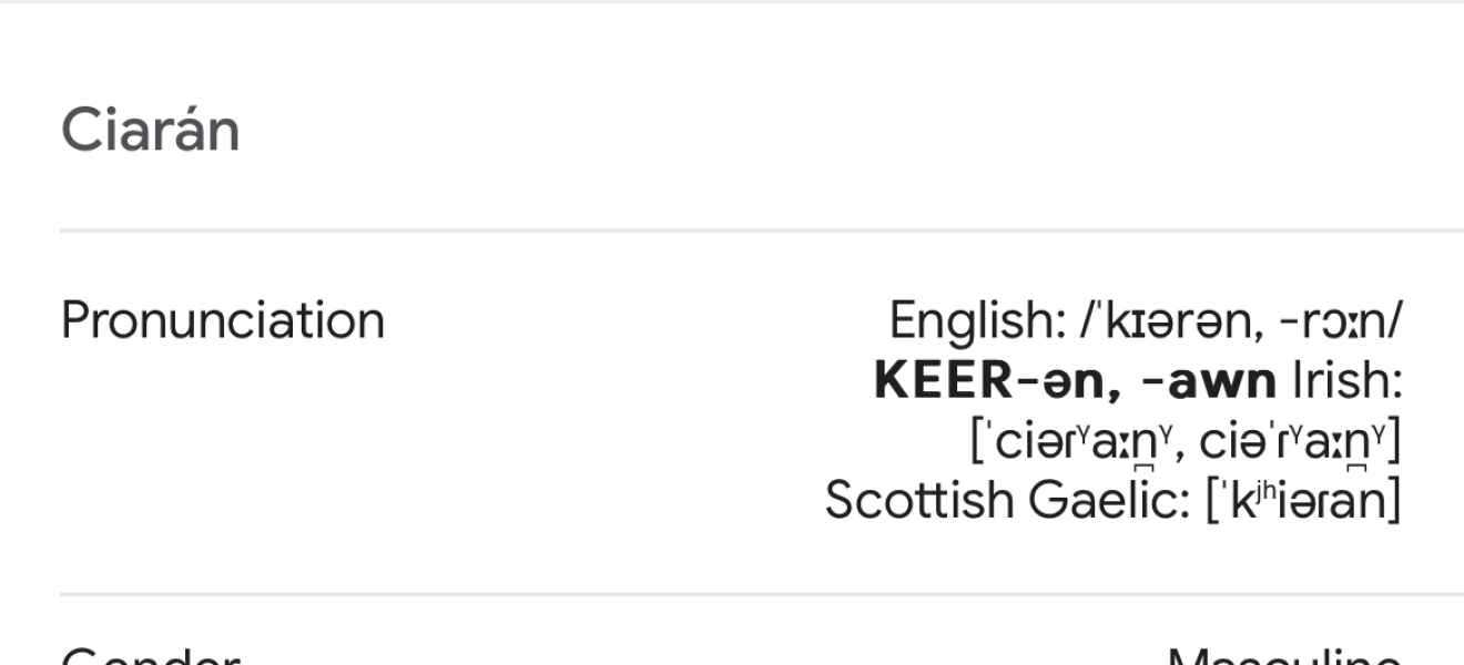 to pronounce the name ‘Ciarán’?