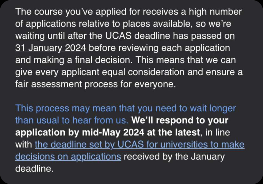 University offers coming in?