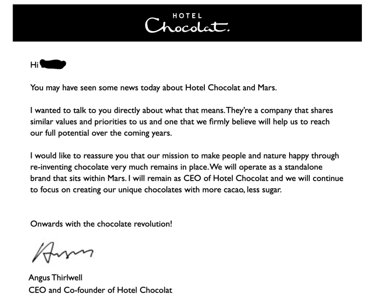 The end of Hotel Chocolat.