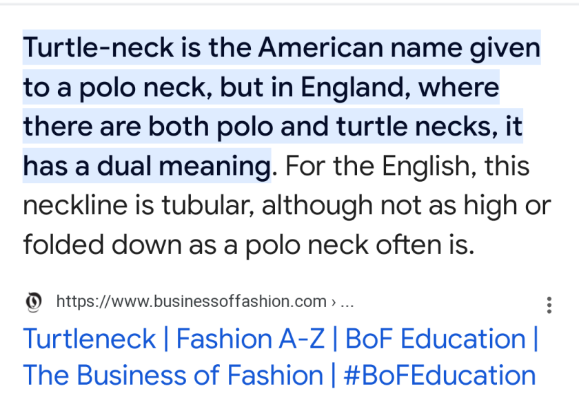 What does 'turtle neck' mean to you?