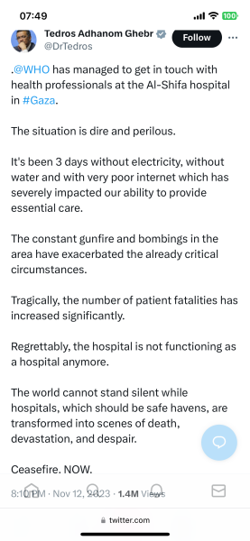 Israel has bombed the front of a hospital