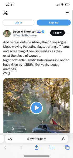 Placards from antisemitic marches in London