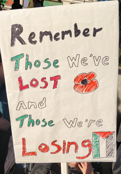 Placards from antisemitic marches in London