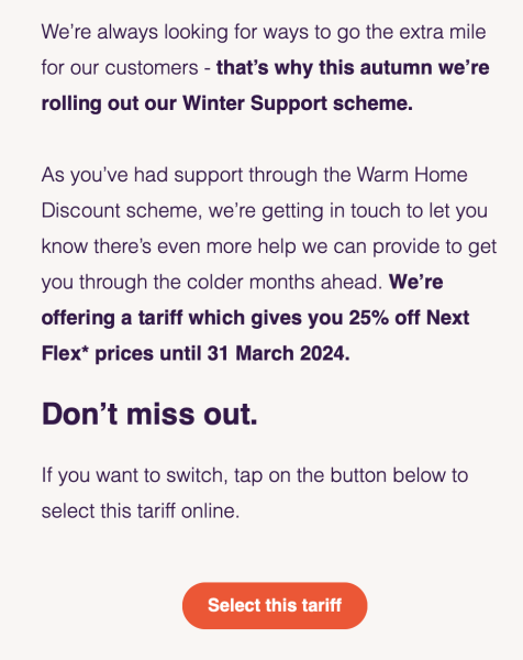 EON customers - 25% discounted tariff for low income households