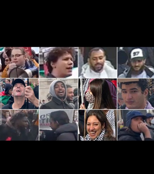 Placards from antisemitic marches in London