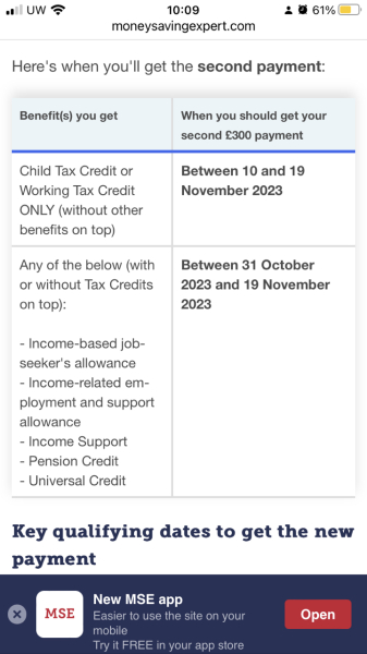 Has anybody received their cost of living payment today?