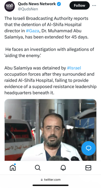 Mainly about Al Shifa [bombed front of hospital 3]