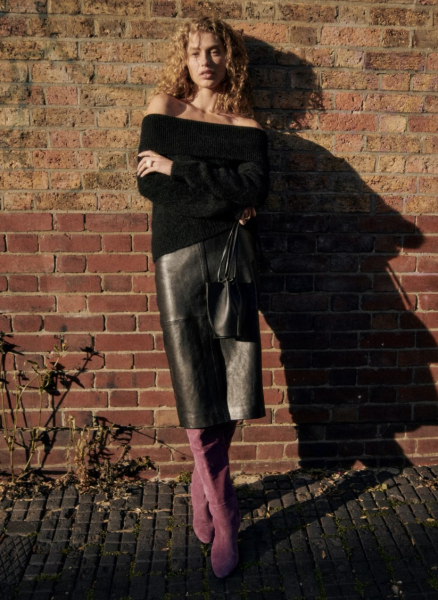 Flattering leather trousers or skirt.