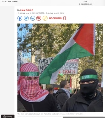 Placards from antisemitic marches in London