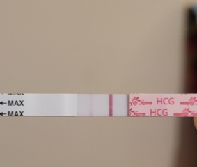 Pregnancy test. Faint in mornings dark at night?