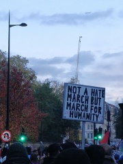 Placards from antisemitic marches in London
