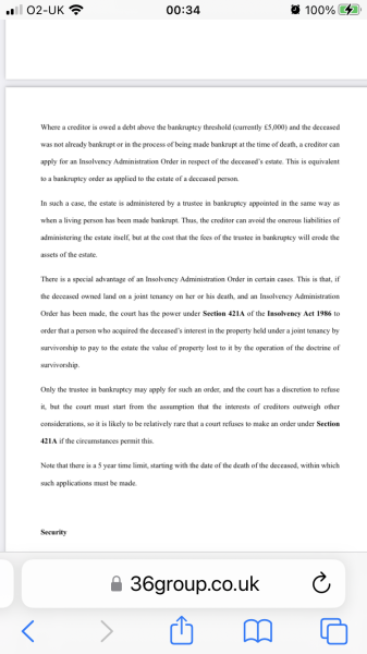 Deceased with debt - spouse responsibility?