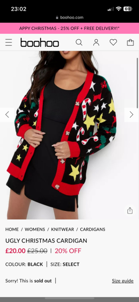 To have bought an 'ugly' Christmas cardigan?
