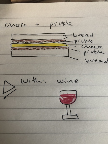 Cheese and pickle sandwich