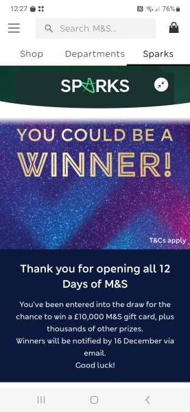 Sparks 12 Days of M&S Thread Two