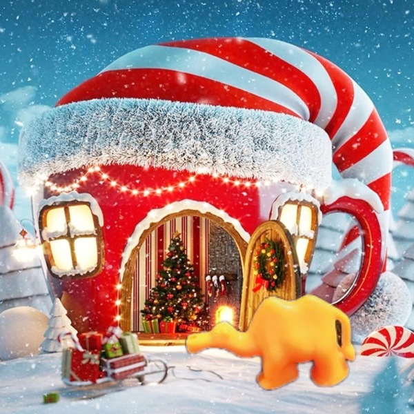 Is anyone here clever enough to put my camel in Santa's grotto? (Pic of my mascot included)