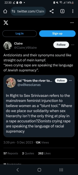 Feminism, rape, and Israel. Content warning.